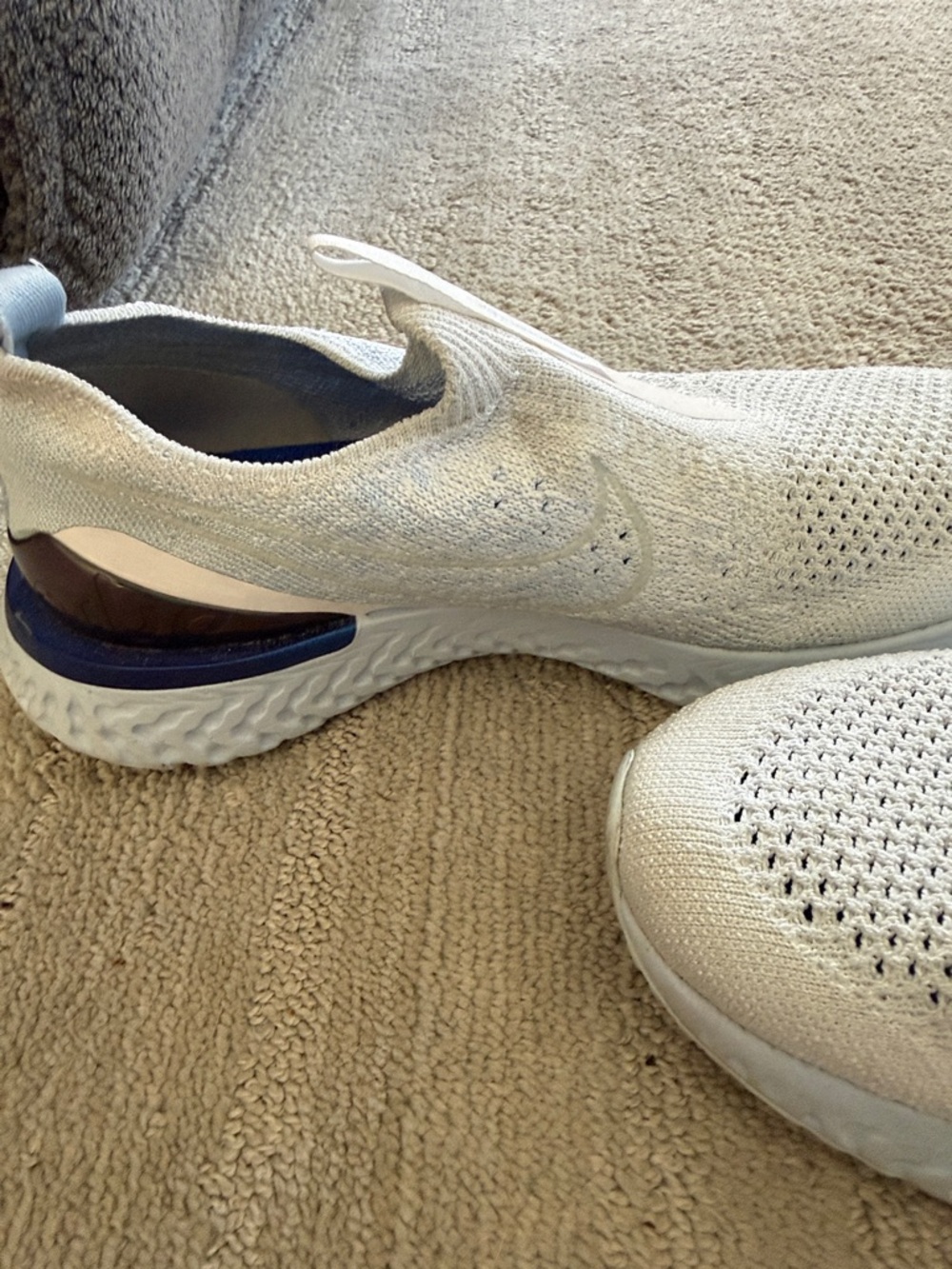 Nike light blue epicreact Knit Slip-On Sneakers with Blue Accents